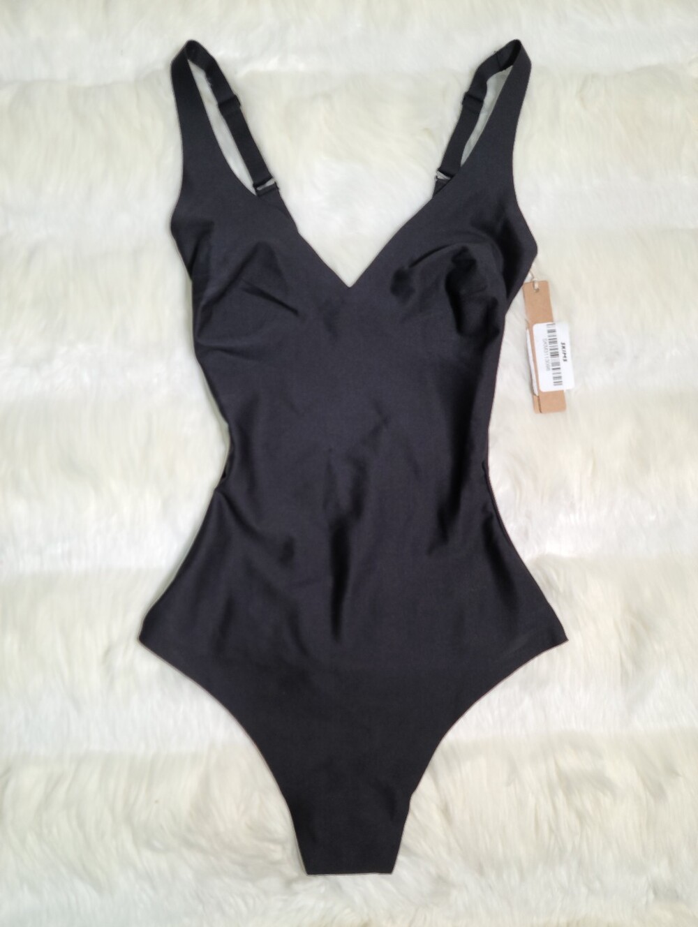 SKIMS Body Unlined Plunge Thong Bodysuit Black Onyx Women XXS NEW